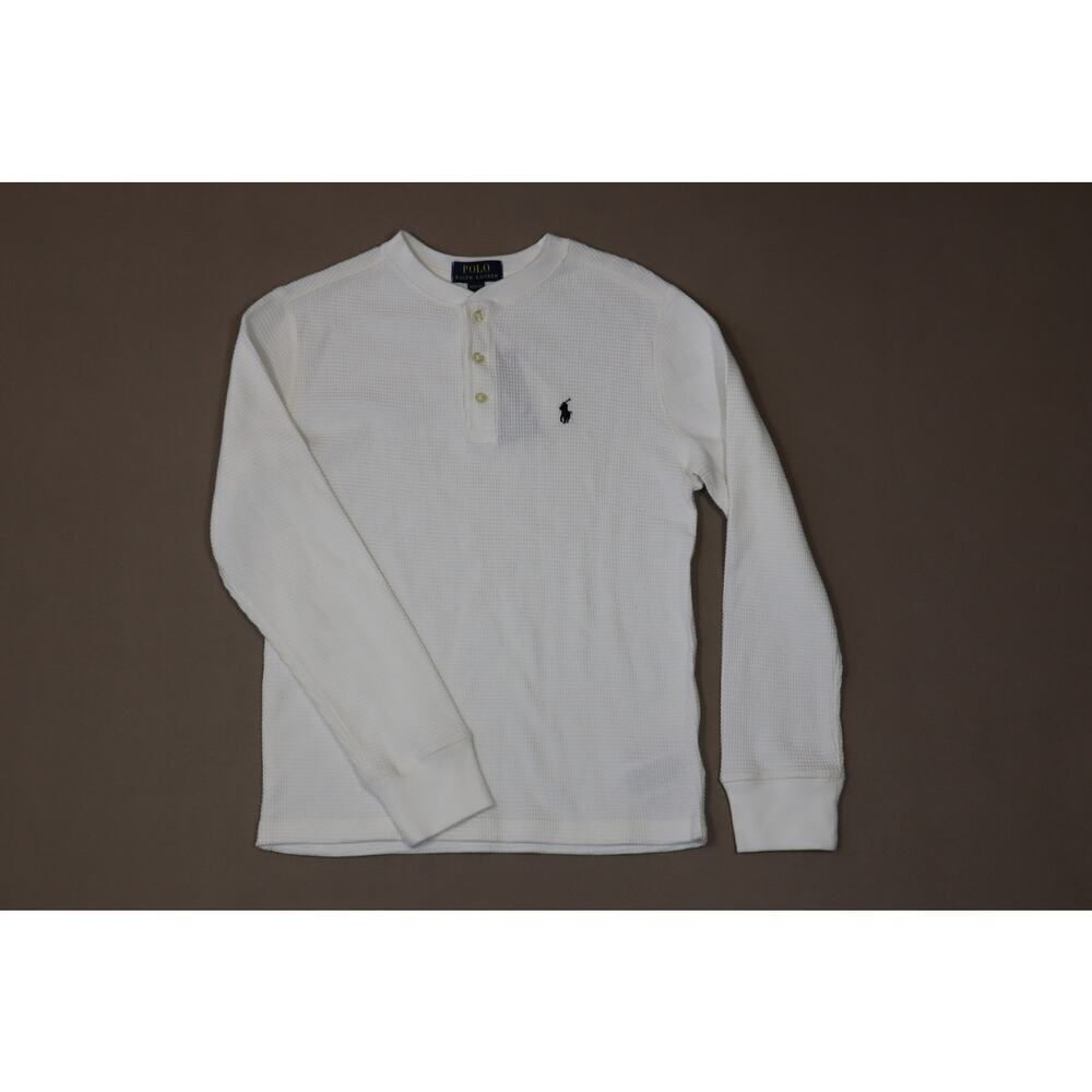 Polo Ralph Lauren Boys Holiday White Waffle Weave Long Sleeve Size M(10-12)